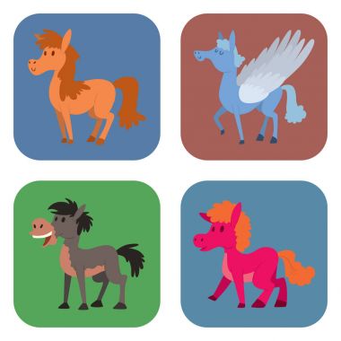 At midilli aygır vektör doğurmak çiftlik binicilik memeli evcil hayvan yele Hayvanat Bahçesi karakter illüstrasyon renk.