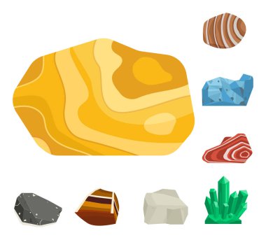 Yarı değerli taşlar taş ve mineral taş izole zar renkli parlak kristal mineral mücevher illüstrasyon vektör.