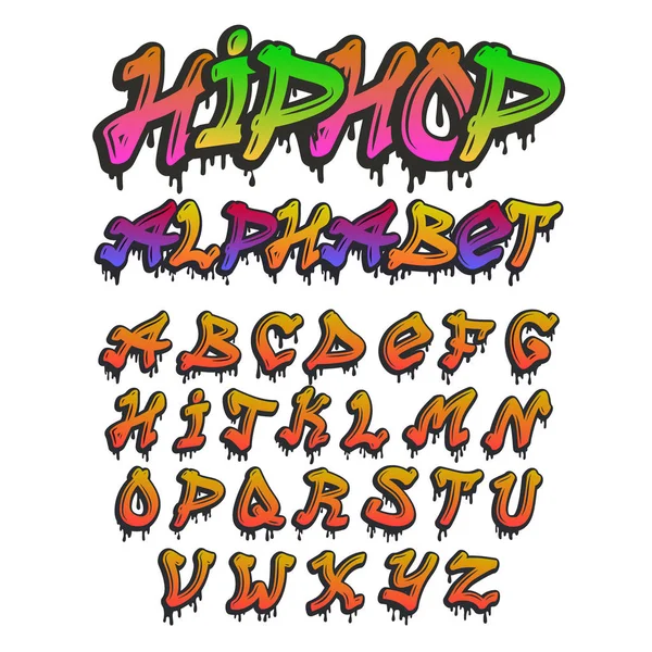 Graffity alfabet wektor ręcznie rysowane grunge czcionki farba symbol projekt atramentu styl tekstura typografii — Wektor stockowy