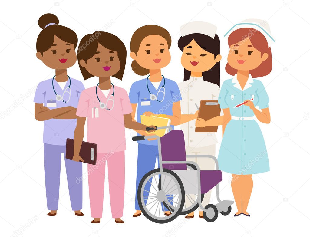 Doctor nurse character vector medical woman staff flat design hospital