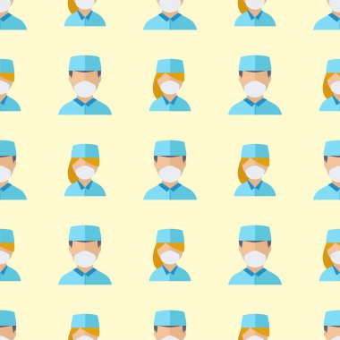 Doktorlar meslek charactsers Dikişsiz desen arka plan vektör tıbbi insanlar