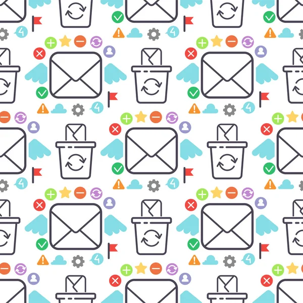 E-posta zarf kapağı iletişim yazışma Dikişsiz desen arka plan anahat tasarım kağıt boş kartı mesaj vektör çizim yazma. — Stok Vektör