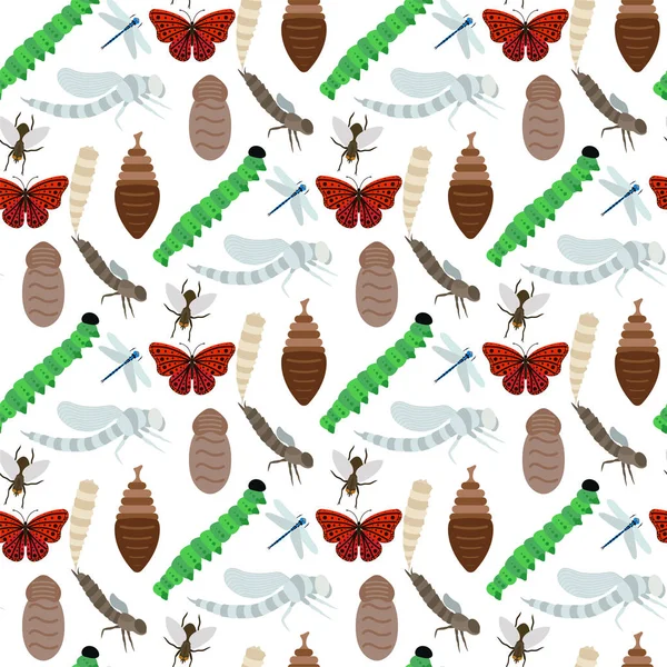 Mariposas coloridas con abstracto decorativo sin costuras fondo mosca presente silueta y belleza naturaleza primavera insecto decoración vector ilustración . — Vector de stock