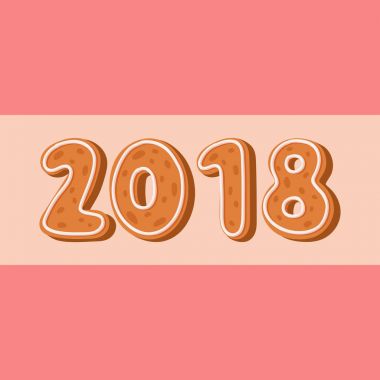 Gingerbread çerezleri 2018 tatil çerez yazı tipi metin gıda bisküvi xmas mektup vektör çizim zencefil.