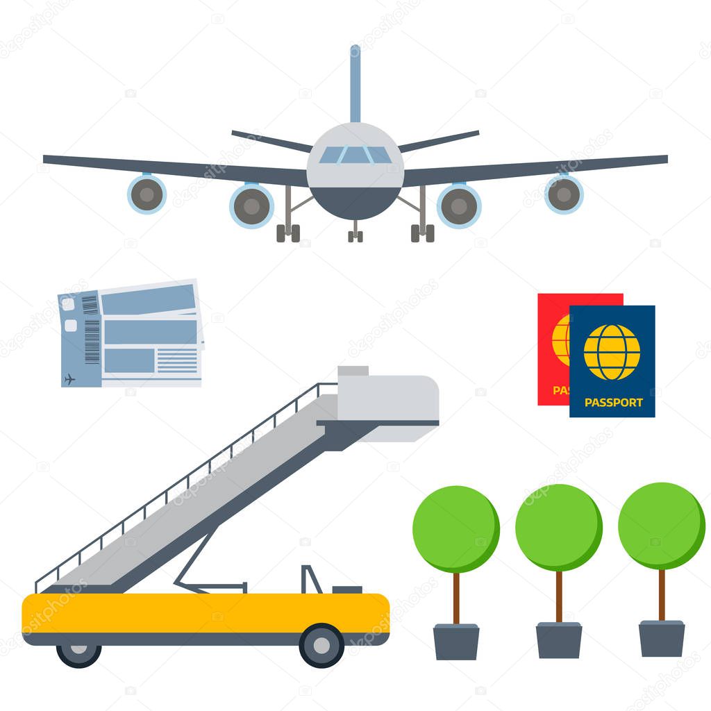 Aviation icons vector airline graphic airplane airport transportation fly travel symbol illustration