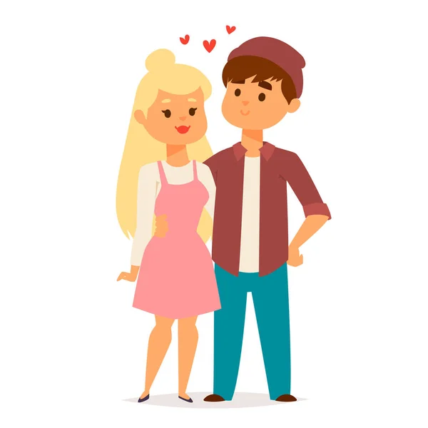 Pareja en el amor vector caracteres juntos feliz sonriendo gente romántica mujer amorosidad juntos relación adulta . — Vector de stock