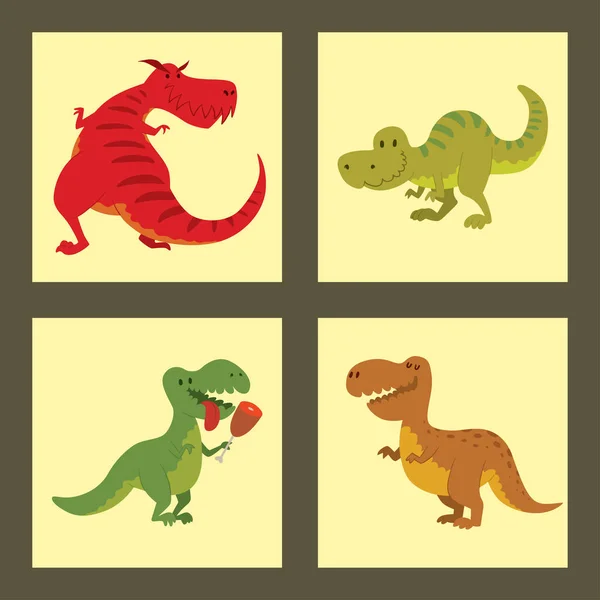 Dinosaurier Vektor Dino Tier Tyrannosaurus t-rex Gefahr Kreatur Kraft wilden Jura Raubtier prähistorische ausgestorbene Illustration. — Stockvektor