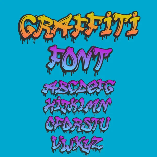 Graffity alphabet vector hand drawn grunge font paint symbol design ink style texture typeset — Stock Vector