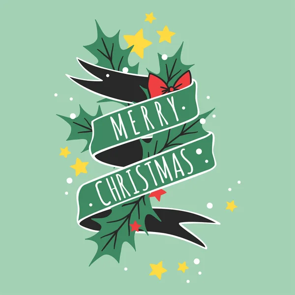 Vánoční ručně kreslenými pásky odznaky styl prázdninové sezóny dekorace vektorové logo ilustrace. — Stockový vektor