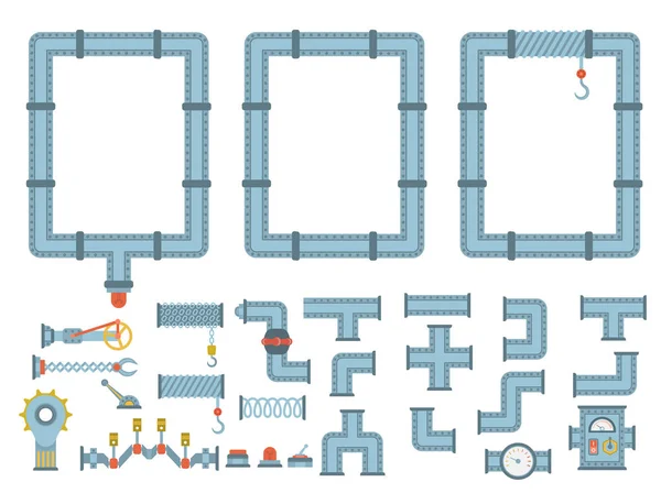 Maschinenteile verschiedene Mechanismen Vektor mechanische Fertigung Arbeit Detail Design Getriebeausrüstung Industrie technische Bearbeitung Motor Illustration. — Stockvektor