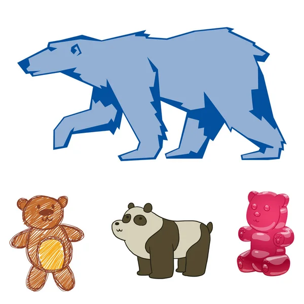 Bära djur vektor däggdjur teddy grizzly rolig lycklig tecknad predator Söt karaktär illustration. — Stock vektor