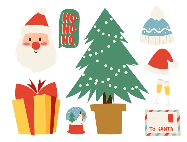 Boże Narodzenie ikony wektorowe symbole dla karty z pozdrowieniami zimowe nowy rok celebracja. — Wektor stockowy