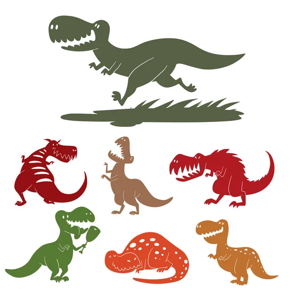 Dinosaurs vector dino animal tyrannosaurus t-rex danger creature force wild jurassic predator prehistoric extinct illustration. — Stock Vector