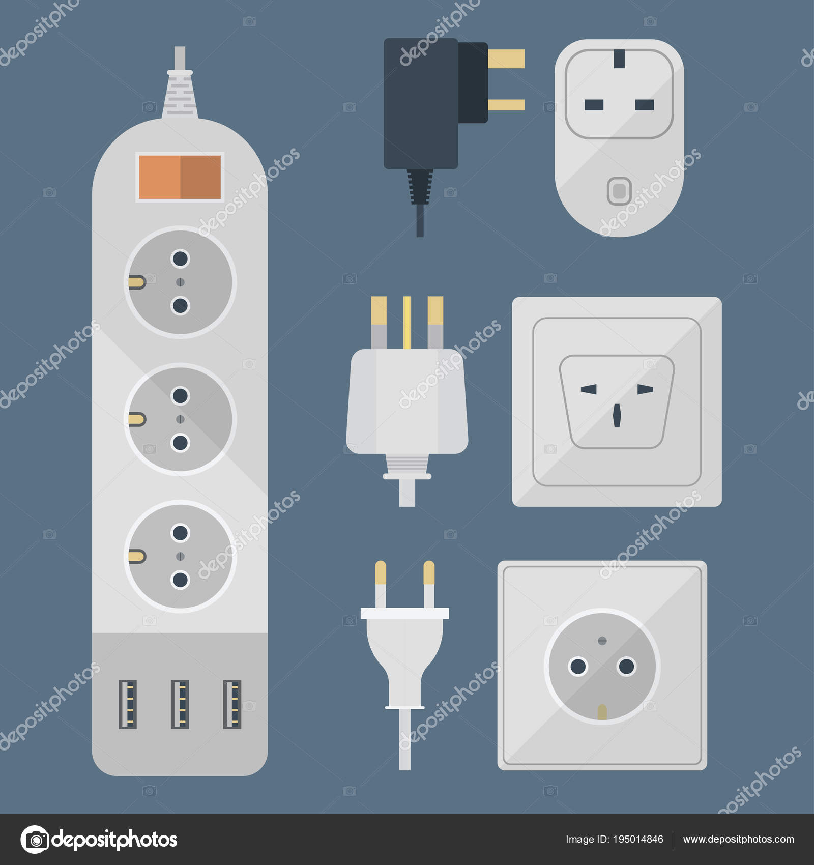 Electric plugs stack outlet illustration energy socket electrical