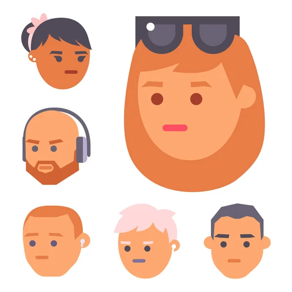 Eemotion vektör insanların yüzleri duygular avatar illüstrasyon karikatür. Kadın ve adam emoji yüz simgeleri ve emoji şirin sembolleri yüz. İnsan insanlar emoji yüz mutlu emoji yüz karakter sembolleri — Stok Vektör
