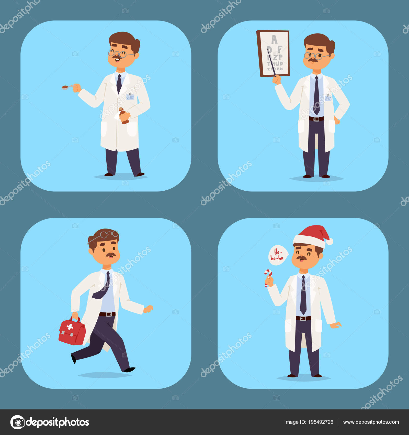 Ilustração dos desenhos animados da equipe de equipe médica do hospital,  personagens de médicos e enfermeiros.