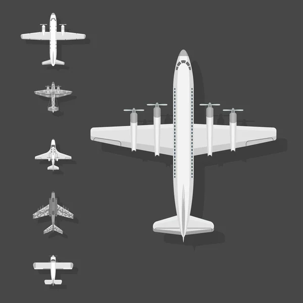 Avião vetor ilustração vista superior avião e transporte de aeronaves viagem forma projeto viagem objeto . — Vetor de Stock