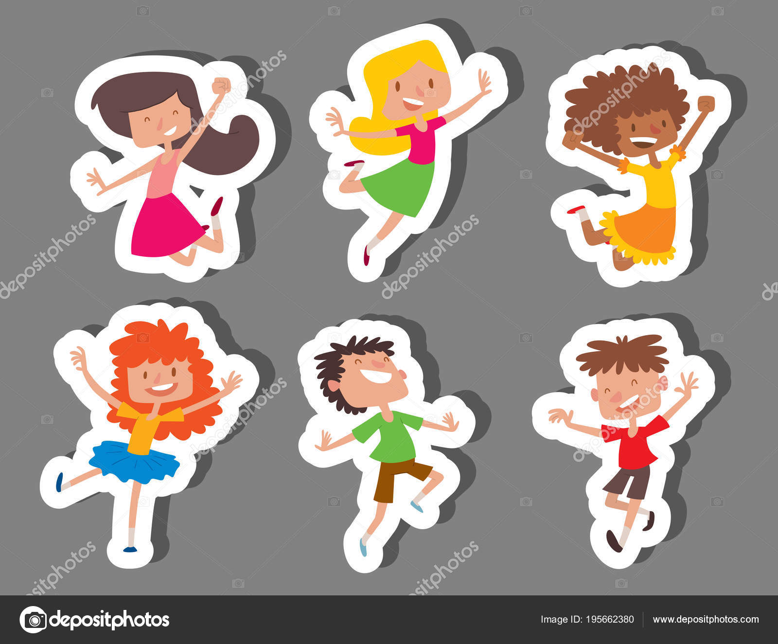 Group of cheerful children in a jump cartoon Vector Image