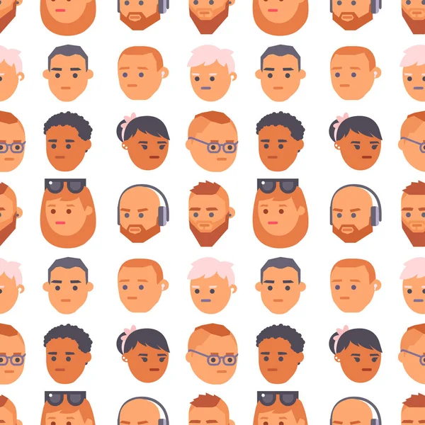 Emoción vector personas se enfrenta a las emociones de dibujos animados avatar ilustración. Mujer y hombre emoji cara iconos y emoji cara símbolos lindos. Personas humanas emoji cara feliz emoji símbolos de carácter facial — Vector de stock