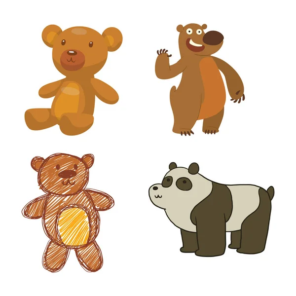 Wektor zwierzę ssak teddy grizzly funny cartoon szczęśliwy drapieżnik ładny charakter ilustracja niedźwiedź. — Wektor stockowy