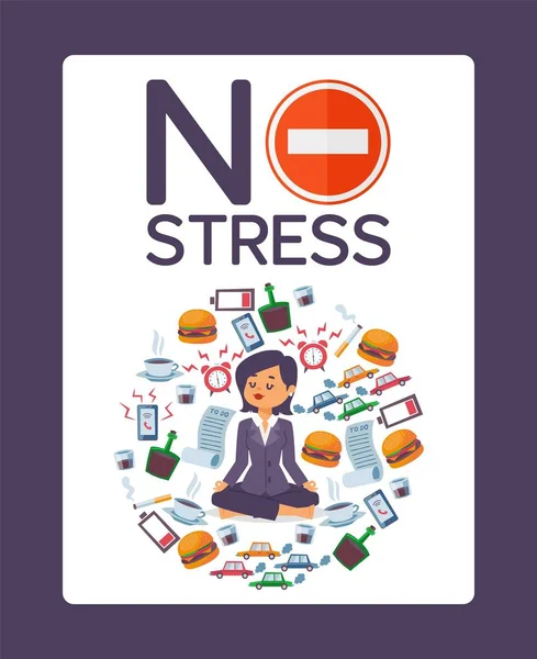 No stress typographic poster for office vector illustration — Stock Vector