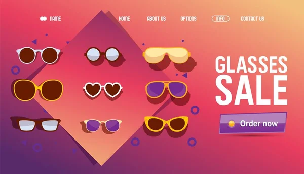 Γυαλιά σε απευθείας σύνδεση πώληση κατάστημα, εικονίδια για την ιστοσελίδα διανυσματική απεικόνιση — Διανυσματικό Αρχείο