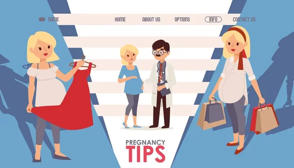 Συμβουλές εγκυμοσύνης για τις γυναίκες ενημερωτική ιστοσελίδα διανυσματική απεικόνιση — Διανυσματικό Αρχείο
