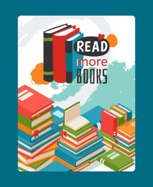 Tipografi ifadeli ilham verici poster daha fazla kitap, vektör illüstrasyonu oku