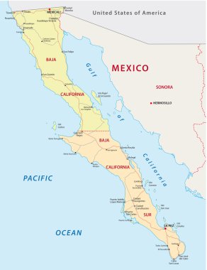 Baja california yol ve idari harita