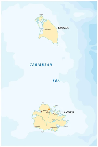 Kaart van antigua en barbuda — Stockvector