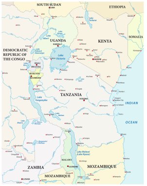 büyük Afrika göller Haritası vektör