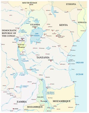 vector map of the great African lakes clipart