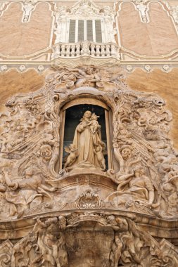 Palacio del Marques de Dos Aguas Valencia, İspanya ön kapıya heykel