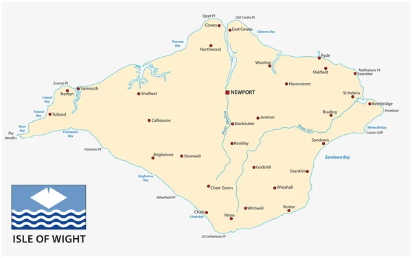 Mapa de la isla de Wight con bandera — Archivo Imágenes Vectoriales