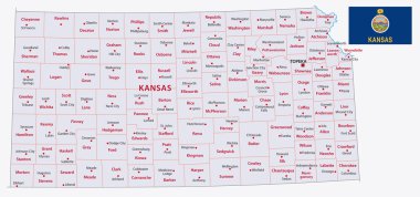 Kansas bayrak ile yönetici harita