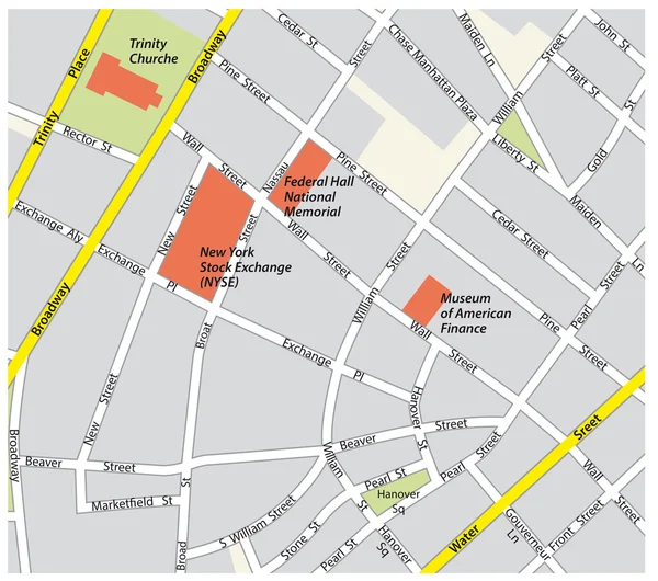 New york finans bölgesine yol haritası — Stok Vektör