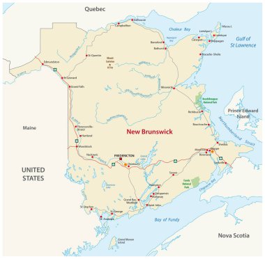 Road map of the canada atlantic province new brunswick clipart