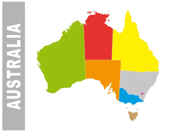 Bunte australische administrative und politische Vektorkarte — Stockvektor