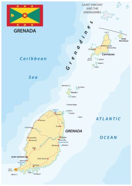 Grenada yol haritası bayrak ile