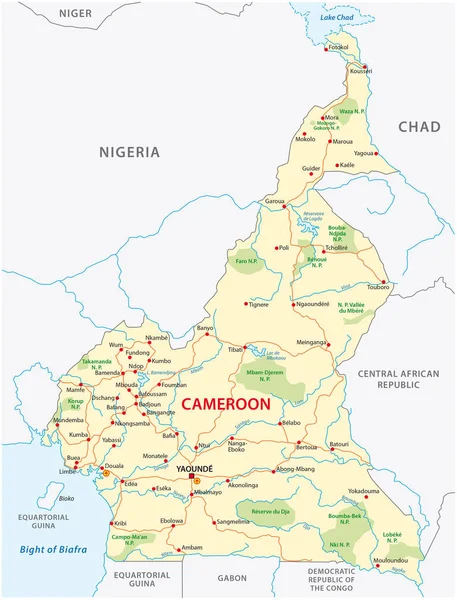 Hoja de ruta de camerún — Vector de stock