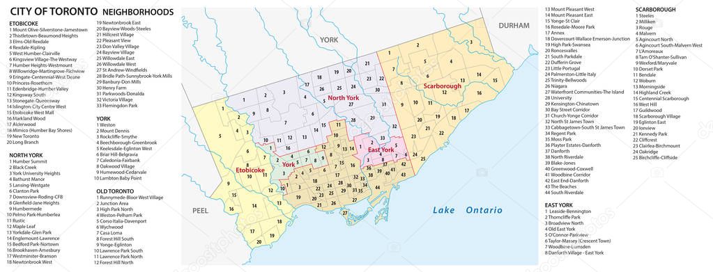Neighborhood map of the Canadian city of Toronto