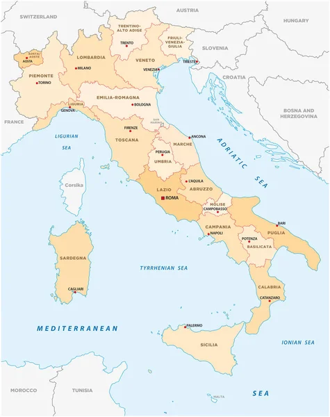 Ιταλία Διοικητικός χάρτης — Διανυσματικό Αρχείο