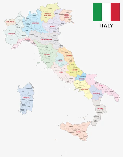Italia mappa amministrativa e politica — Vettoriale Stock