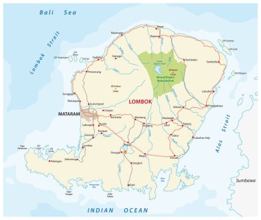 Endonezya Lombok Adası yol haritası 