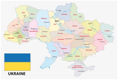 Ukrayna idari ve siyasi Haritası bayrak ile