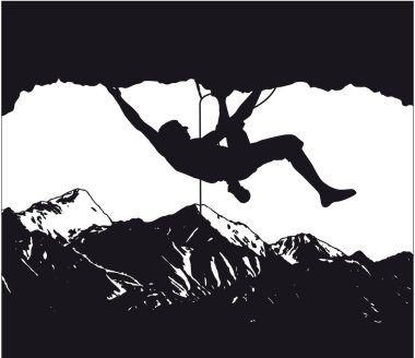 Mountain climber on the rock clipart