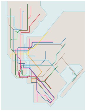 New York şehrinin renkli Metro haritası
