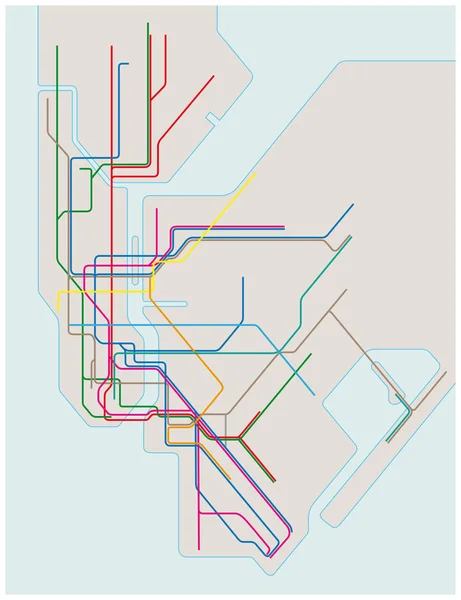 Mappa colorata della metropolitana di New York — Vettoriale Stock