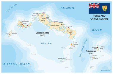 Turks ve caicos Adaları harita bayrak ile