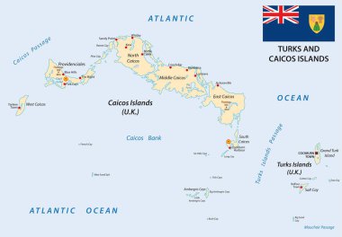 Turks ve caicos Adaları harita bayrak ile